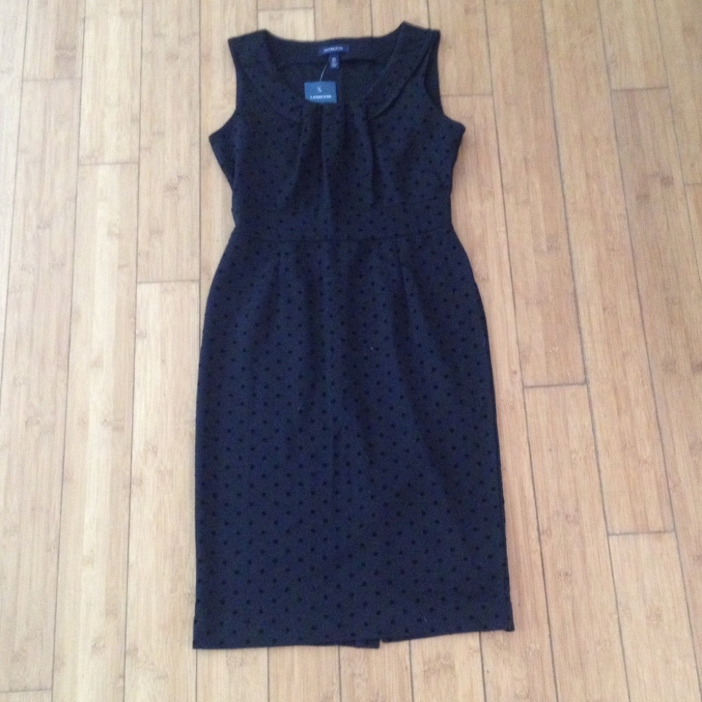 Land's End Black with Velvet Polka Dots Dress